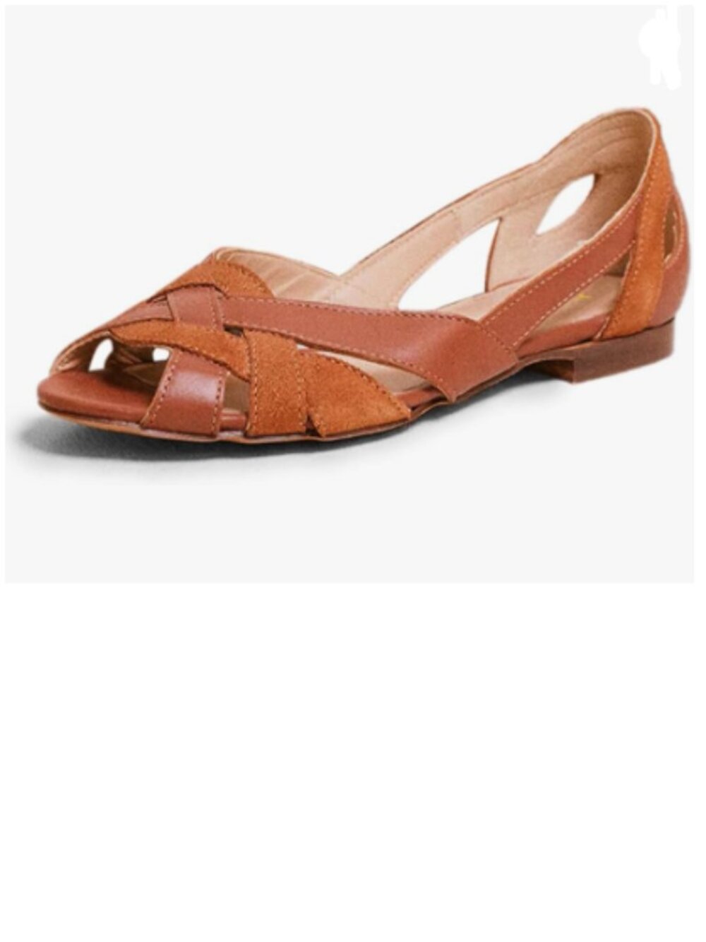 YDN Brown Braid Pumps Cutout Sandals Slip On Flats Peep Toe Dressy Prom